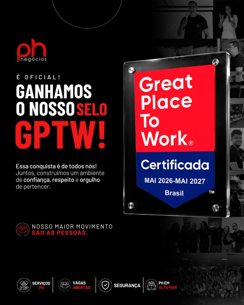 PH Negócios conquista selo GPTW pelo segundo ano consecutivo.
